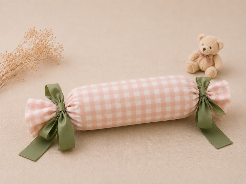 Pembe Kareli Şeker Kırlent 50 cm – Dekoratif Bebek Odası Yastığı 127