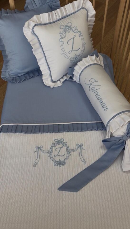 Pike takım set Mavi Pamuk Saten 146