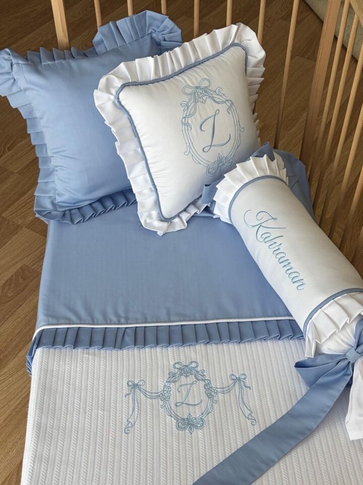 Pike takım set Mavi Pamuk Saten 146